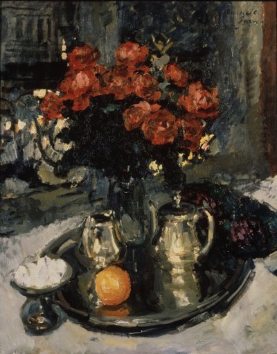 Rozen en viooltjes door Konstantin Alekseevich Korovin