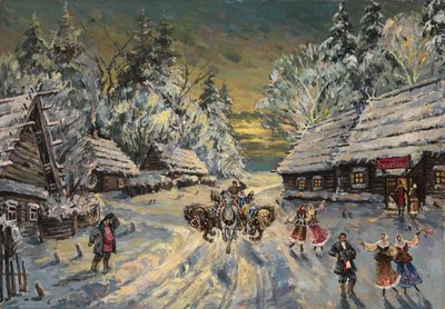 Russische Winter door Konstantin Alekseevich Korovin