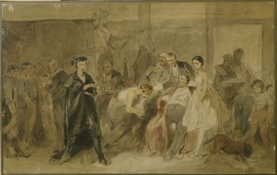 Achter het gordijn in het lijfeigenentheater door Konstantin Alexandrovich Trutovsky
