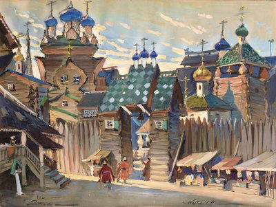 Marktplaats. Decorontwerp voor de opera Prins Igor door A. Borodin door Konstantin Alexandrovich Veshchilov