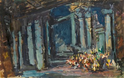 Paleis van Cleopatra, Egyptische Hal. Decorontwerp voor de opera-ballet Mlada door Rimsky-Korsakov, 1916 door Konstantin Alexeyevich Korovin