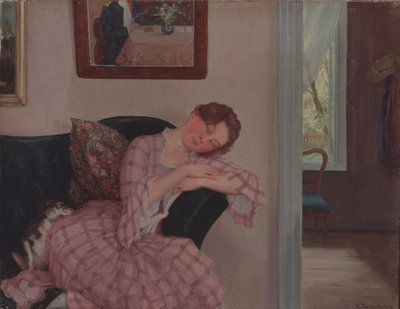 Een slapende dame in roze door Konstantin Andreevic Somov