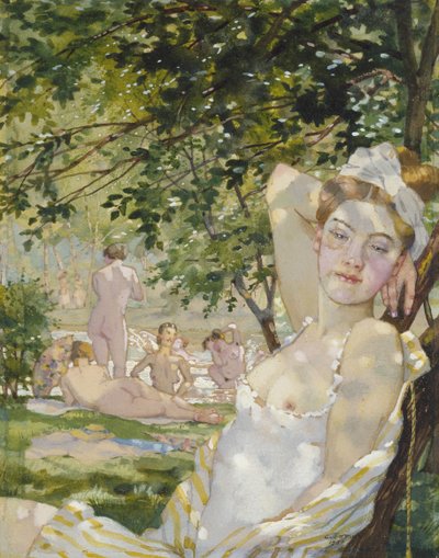 Baden in de zon, 1930 door Konstantin Andreevic Somov