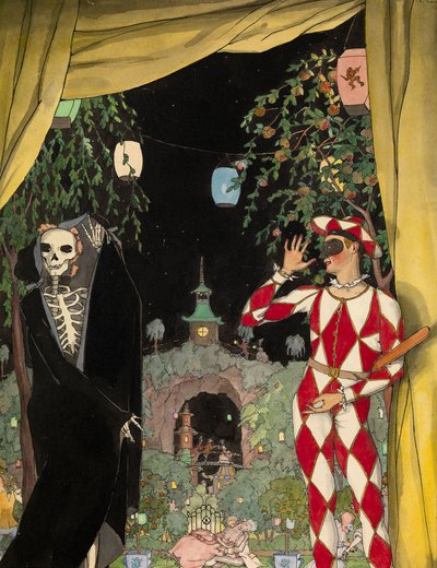 Harlekijn en de dood, 1918 door Konstantin Andreevic Somov