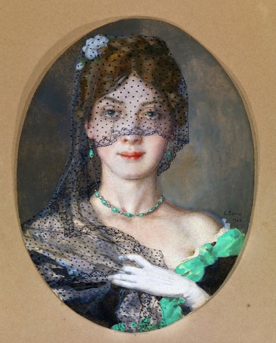 De dame met de sluier (Manon Lescaut) door Konstantin Andreevic Somov