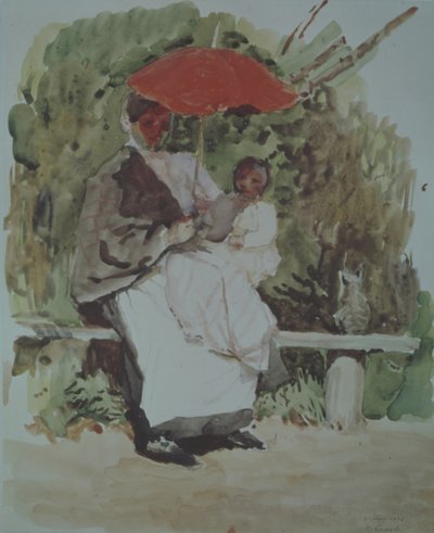 Verpleegster met een kind door Konstantin Andreevic Somov