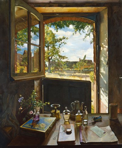 Open deur naar een tuin door Konstantin Andreevic Somov