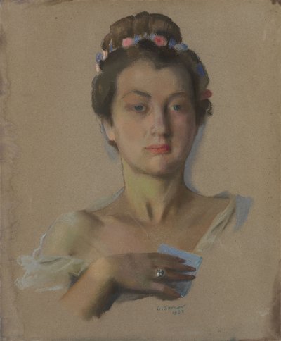 Portret van Alexandra Levchenko, 1934 door Konstantin Andreevic Somov