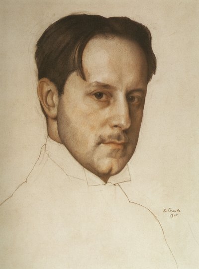 Portret van de kunstenaar Mstislav Dobuzhinsky 1875-1957, 1910 door Konstantin Andreyevich Somov