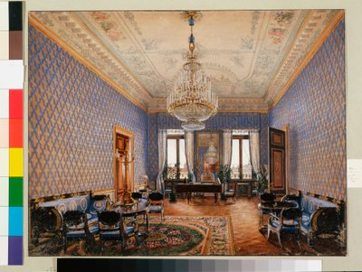 Interieurs van het Winterpaleis: De salon van Grootprinses Maria Nikolajevna (1837) door Konstantin Andreyevich Ukhtomsky