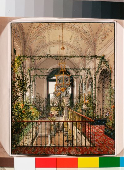 Interieurs van het Winterpaleis - De Kleine Wintertuin in de appartementen van Alexandra Fjodorovna - Aquarel op papier door Konstantin Andreyevich Ukhtomsky (Constantin Oukhtomsky) (1818-1881) - 1870s door Konstantin Andreyevich Ukhtomsky
