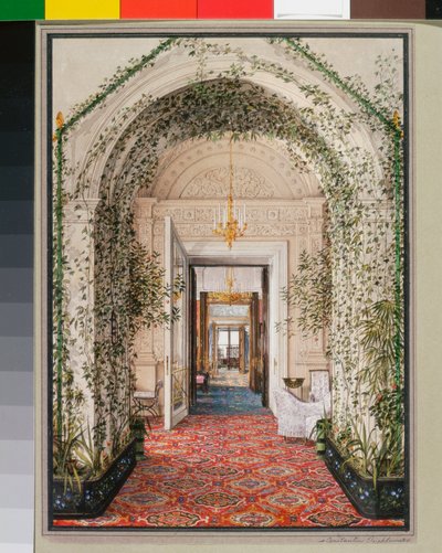 Interieurs van het Winterpaleis: De Kleine Wintertuin in de appartementen van Alexandra Fjodorovna door Konstantin Andreyevich Ukhtomsky