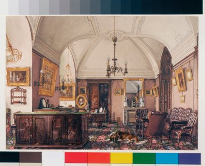 Interieurs van het Winterpaleis: De studeerkamer van Grootvorst Nicholas Nicolaievich door Konstantin Andreyevich Ukhtomsky