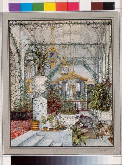 Interieurs van het Winterpaleis: De wintertuin van keizerin Alexandra Fjodorovna (1860s) door Konstantin Andreyevich Ukhtomsky