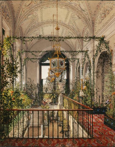 Interieurs van het Winterpaleis. De Kleine Wintertuin in de Appartementen van Alexandra Fjodorovna door Konstantin Andreyevich Ukhtomsky