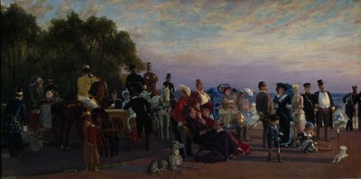 Op de landtong van eiland Strelka, 1870s door Konstantin Apollonovich Savitsky