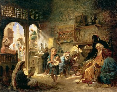 Koffiehuis in Caïro, 1870s door Konstantin Egorovich Makovsky
