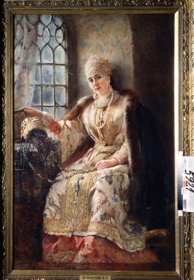 Boyarvrouw aan het raam door Konstantin Egorovich Makovsky