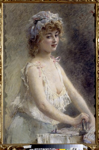 De strijkster door Konstantin Egorovich Makovsky