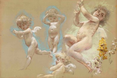 Putti. Interieurdecoratie van het Baron von Dervis herenhuis in Petersburg door Konstantin Egorovich Makovsky