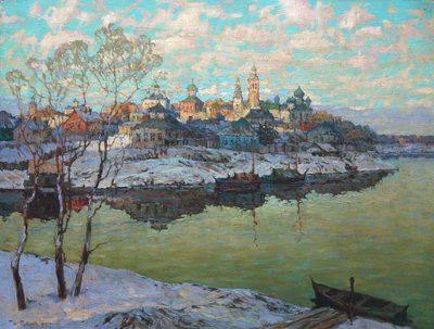 Vroege lente, een stad aan de rivier door Konstantin Ivanovich Gorbatov