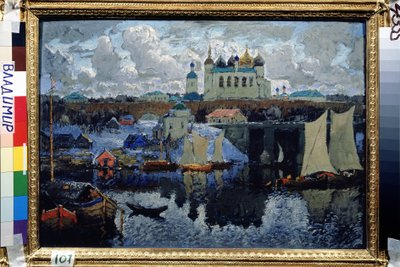 De brug in Novgorod door Konstantin Ivanovich Gorbatov