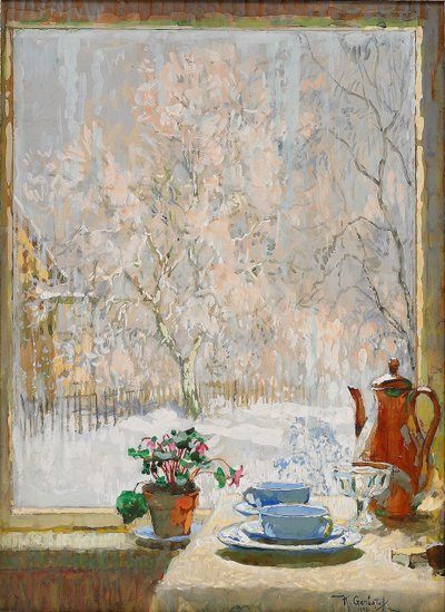 Door het raam in de winter, 1945 door Konstantin Ivanovich Gorbatov