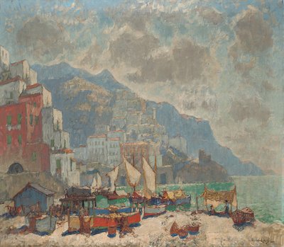 Uitzicht op Amalfi in het ochtendlicht door Konstantin Ivanovich Gorbatov