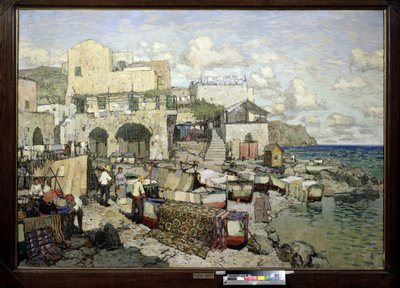 Zicht op het eiland Capri (Italië) door Konstantin Ivanovich Gorbatov