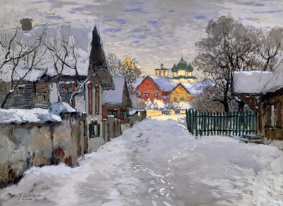 Winternacht, een hoek van Pskov door Konstantin Ivanovich Gorbatov