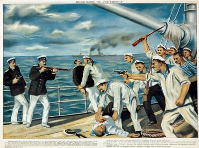 De muiterij op het slagschip Potemkin in 1905 door Konstantin Ivanovich Maximov