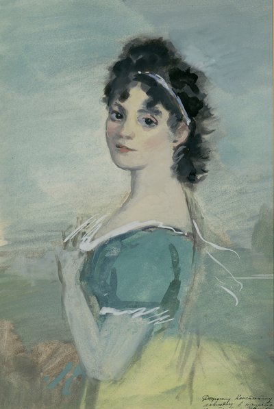 Natasha Rostova. Illustratie voor de roman Oorlog en Vrede van Leo Tolstoy door Konstantin Ivanovich Rudakov