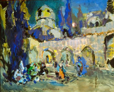 Dans, decorontwerp voor Cesare Pugnis ballet Het kleine gebochelde paard, 1912 door Konstantin Alekseevich Korovin