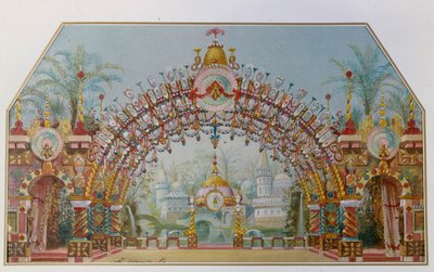 Toneelontwerp voor het ballet De Notenkraker van P. Tsjaikovski door Konstantin Matveevich Ivanov