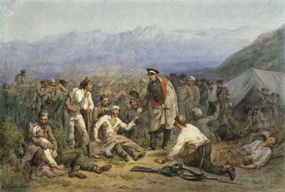 Na de slag. Scène uit de Krimoorlog door Konstantin Nikolaevich Filippov