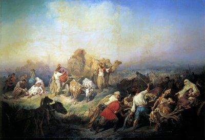 De Militaire Weg tussen Sebastopol en Simferopol ten tijde van de Krimoorlog, 1858 door Konstantin Nikolayevich Filippov