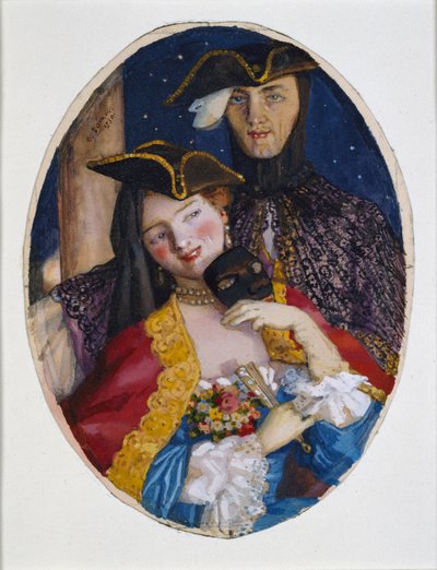 Koppel gekleed voor een Venetiaans carnaval, 1930 door Konstantin Somov