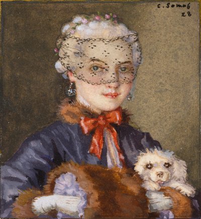 Dame met een hond door Konstantin Somov