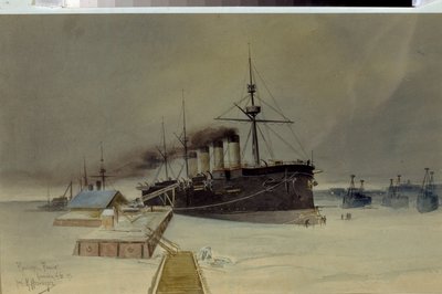 De gepantserde kruiser Rossia door Konstantin Vasilyevich Isenberg
