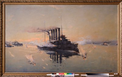 Kruiser Askold bij de Slag om de Gele Zee op 10 augustus 1904 door Konstantin Veshchilov