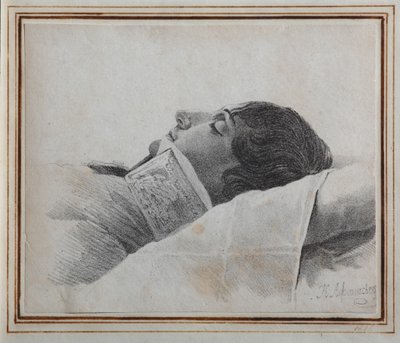 Dimitri Venevitinov 1805-1827 op het sterfbed, 1827 door Konstantin Yakovlevich Afanasyev