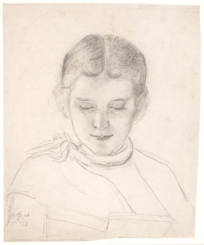 De zus van de kunstenaar, Elizabeth Zahrtmann, lezend door Kristian Zahrtmann