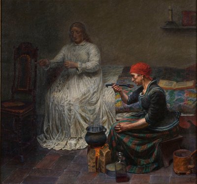 Leonora Christina in de Blauwe Toren. Pap koken door Kristian Zahrtmann