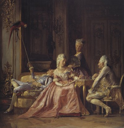 Scène van het hof van Christian VII van Denemarken door Kristian Zahrtmann