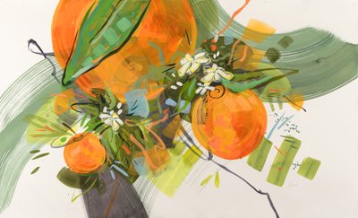 Levendige oranjebloesems door Kristin Cronic