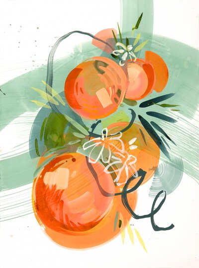 Levendige oranjebloesems door Kristin Cronic