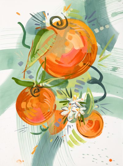 Levendige oranjebloesems door Kristin Cronic