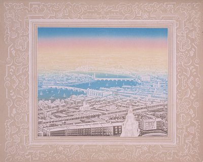 Luchtfoto van Londen met Waterloo Bridge en Blackfriars Bridge, ca. 1845 door Kronheim and Co