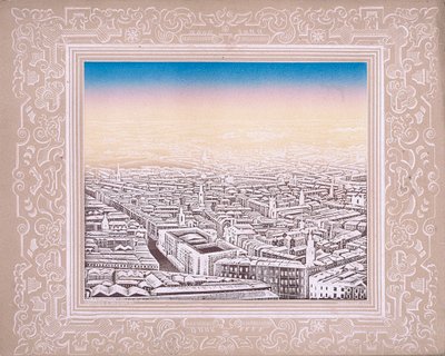 Luchtfoto van Londen met decoratieve rand, c1845 door Kronheim and Co