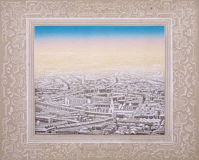 Luchtfoto van Londen met decoratieve rand, ca. 1845 door Kronheim and Co